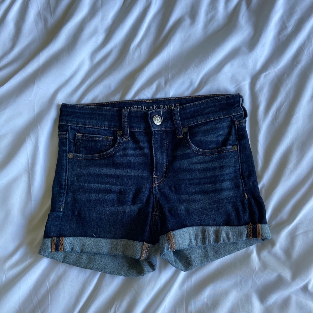 American eagle outfitters midi stretch jean shorts